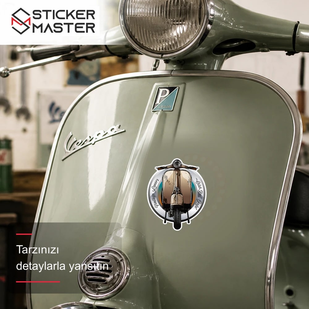 Vespa Uyumlu Vintage Sevenler Sticker VSP29 scooter üzerinde uygulama örneği - Sticker Master