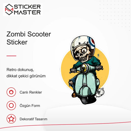 Vespa Uyumlu Zombi Scooter Sticker VSP30 retro tasarım ve kullanım özellikleri - Sticker Master