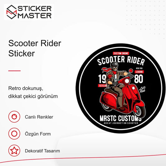 Vespa Uyumlu Scooter Rider Sticker VSP35 retro tasarım ve kullanım özellikleri - Sticker Master