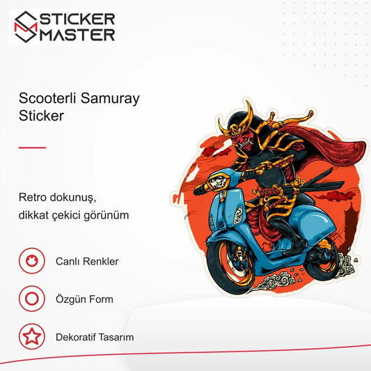 Vespa Uyumlu Scooterli Samuray Sticker VSP55 retro tasarım ve kullanım özellikleri - Sticker Master