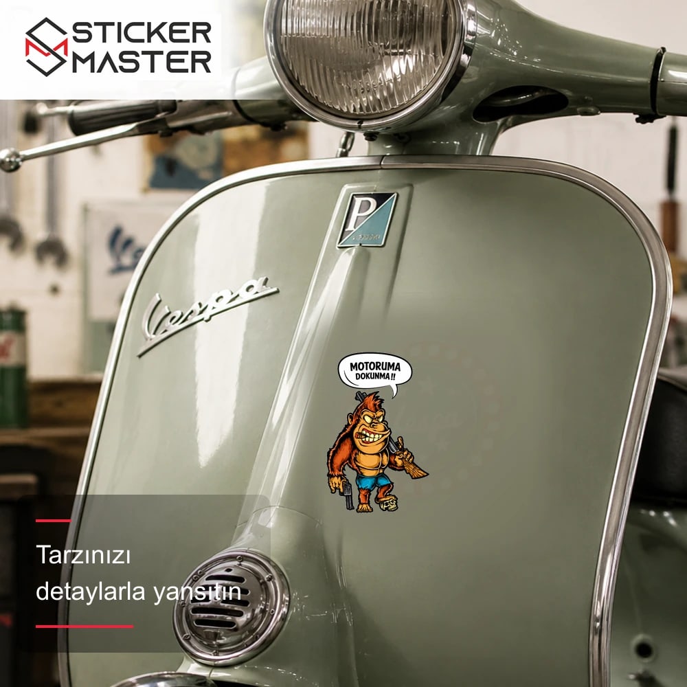Vespa Uyumlu WRN31 Motoruma Dokunma Gangister Goril Sticker VSP1147 scooter üzerinde uygulama örneği - Sticker Master