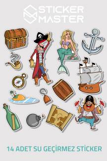 14 Adet Deniz Pirate Graffiti JDM Araba Stickers Motor Bisiklet Laptop Sticker Etiket Çıkartma