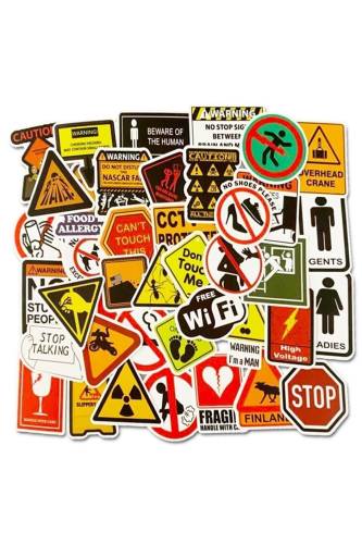 50PCS Warning Stickers Danger Banning Signs Reminder Waterproof Decal Sticker to Laptop Motorcycle - 1