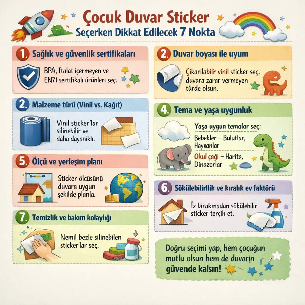 Çocuk Duvar Sticker Seçerken Dikkat Edilecek 7 Nokta