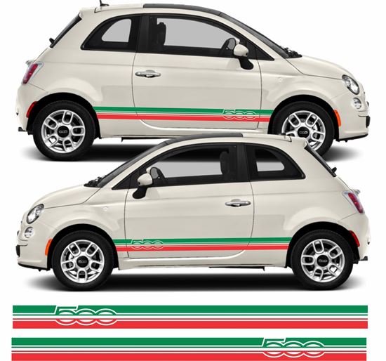 Sticker Master Fiat 500 Italian Side Stripe Araç Yan Şerit Sticker Seti - Sağ ve Sol