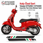 Vespa GTS250/300 Uyumlu Italy Özel Seri Yan Çıta Sticker Seti