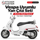 Vespa Uyumlu Kırmızı-Siyah Yan Çıta Sticker Seti | 1 Takım