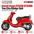 Vespa GTS250/300 Uyumlu Damalı Yan Çıta Sticker Seti | 17 Renk