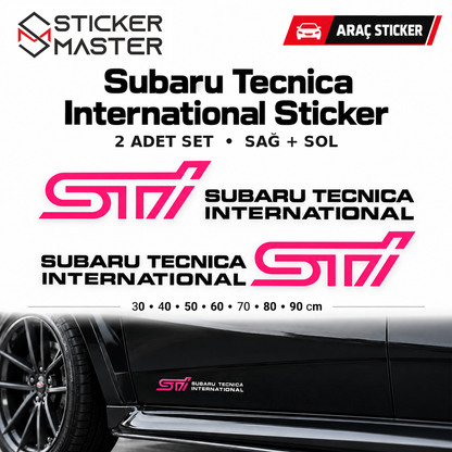 Subaru Tecnica International STI sağ-sol 2 adet folyo kesim sticker seti 30–90 cm
