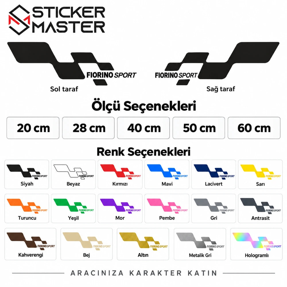Fiat Fiorino İçin Uyumlu Aksesuar Yan Sport Sticker