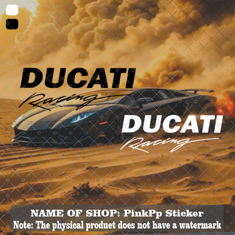 Ducati Racing Siyah Beyaz Şeffaf Sticker 2’li Set | Sticker Master