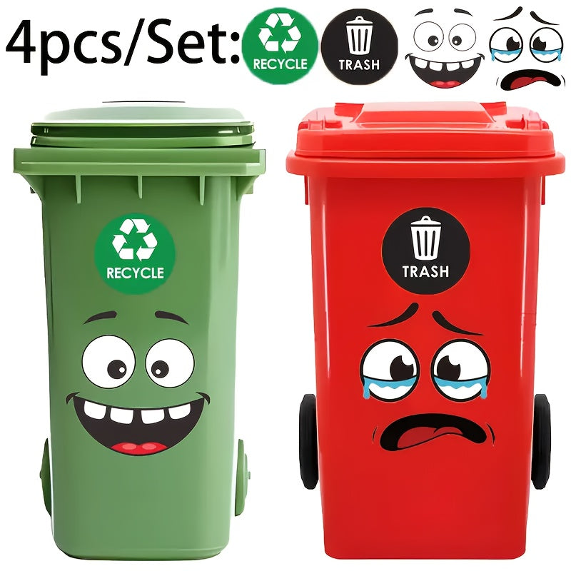 Eğlenceli Çöp Kutusu Sticker Seti Geri Dönüşüm - Sticker Master