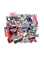 Sticker Master 40 Parça Marka Sticker Seti – Motosiklet, Kask, Laptop ve Valiz için Uygun Etiketler