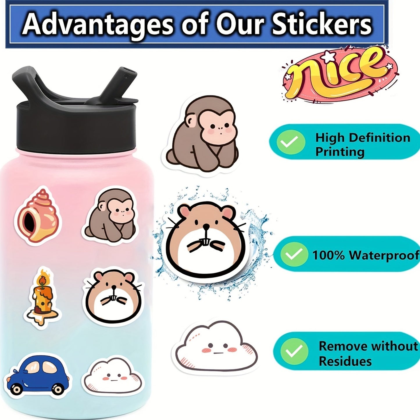 Karışık Sevimli Karikatür Sticker Seti 100’lü | Sticker Master