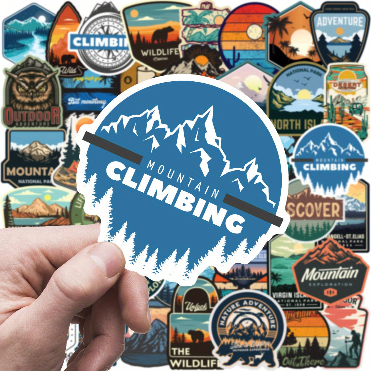 50'li Premium Doğa Kamp Sticker Seti - Su Geçirmez Outdoor Çıkartmalar