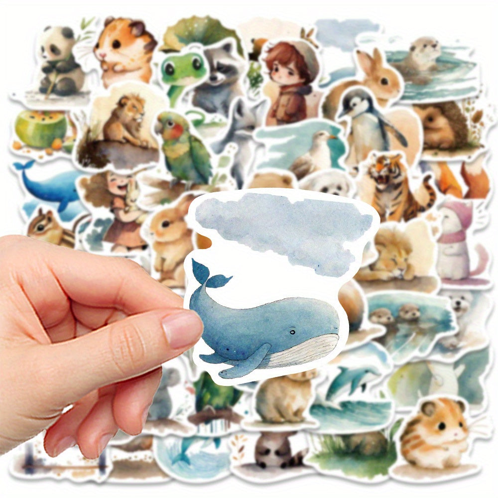 Akvarel Sevimli Hayvan Sticker Seti 50’li | Sticker Master