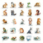 Akvarel Sevimli Hayvan Sticker Seti 50’li | Sticker Master