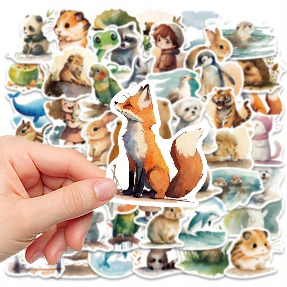 Akvarel Sevimli Hayvan Sticker Seti 50’li | Sticker Master