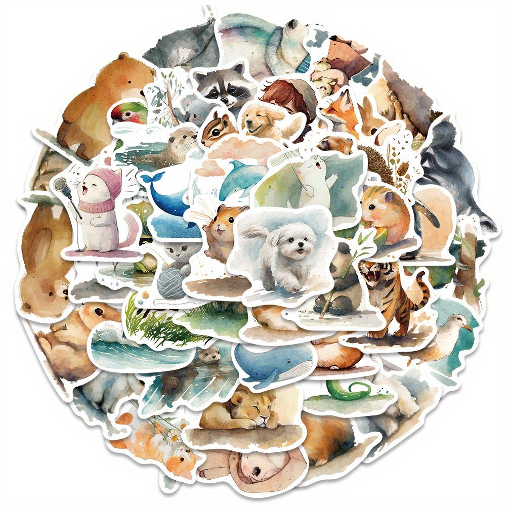 Akvarel Sevimli Hayvan Sticker Seti 50’li | Sticker Master