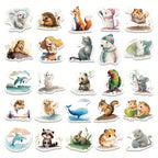 Akvarel Sevimli Hayvan Sticker Seti 50’li | Sticker Master