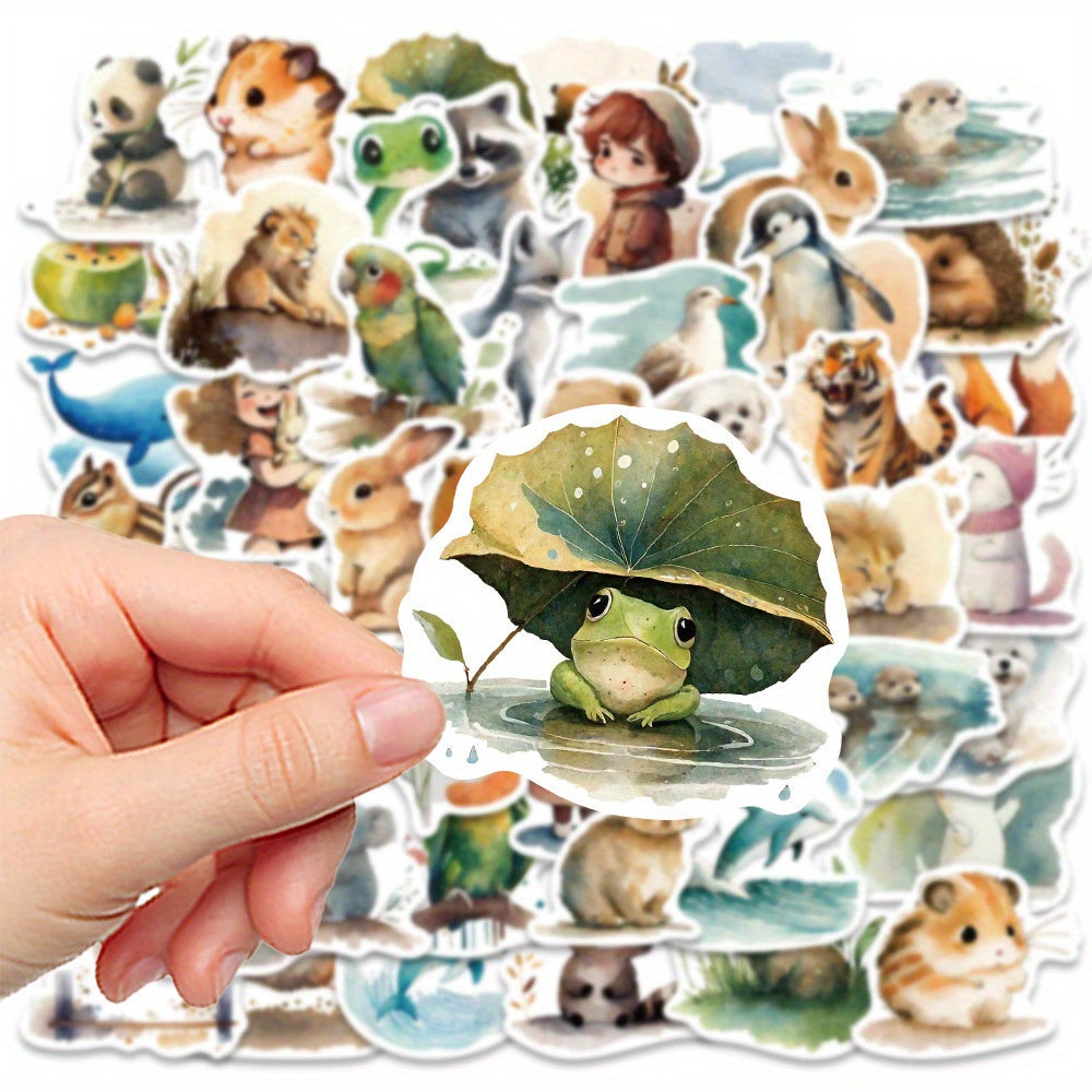 Akvarel Sevimli Hayvan Sticker Seti 50’li | Sticker Master