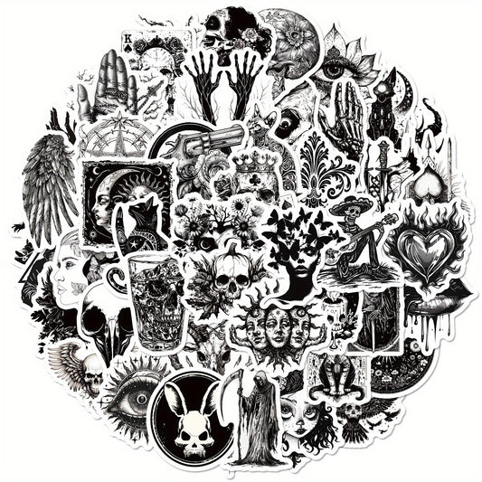 Gothic Punk Siyah Beyaz Sticker Seti 50’li | Sticker Master