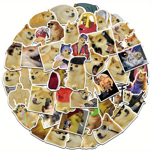 Sticker Master 50'li Köpek Meme Sticker Seti – Suya Dayanıklı Vinyl PVC Karikatür Çıkartmalar | Laptop, Su Şişesi, Kaykay, Telefon, Bavul | Düzensiz Şekiller, Gençler & Yetişkinler
