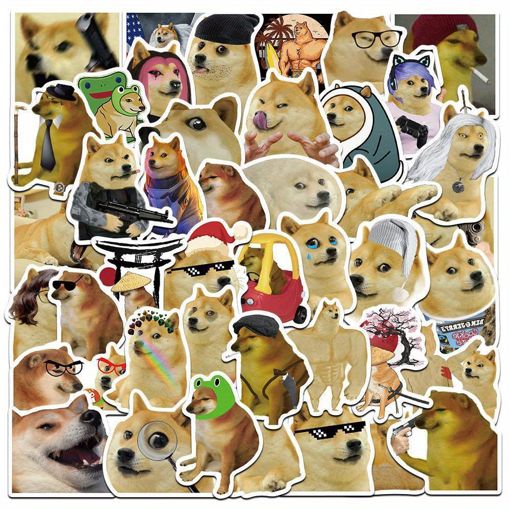 Sticker Master 50'li Köpek Meme Sticker Seti – Suya Dayanıklı Vinyl PVC Karikatür Çıkartmalar | Laptop, Su Şişesi, Kaykay, Telefon, Bavul | Düzensiz Şekiller, Gençler & Yetişkinler