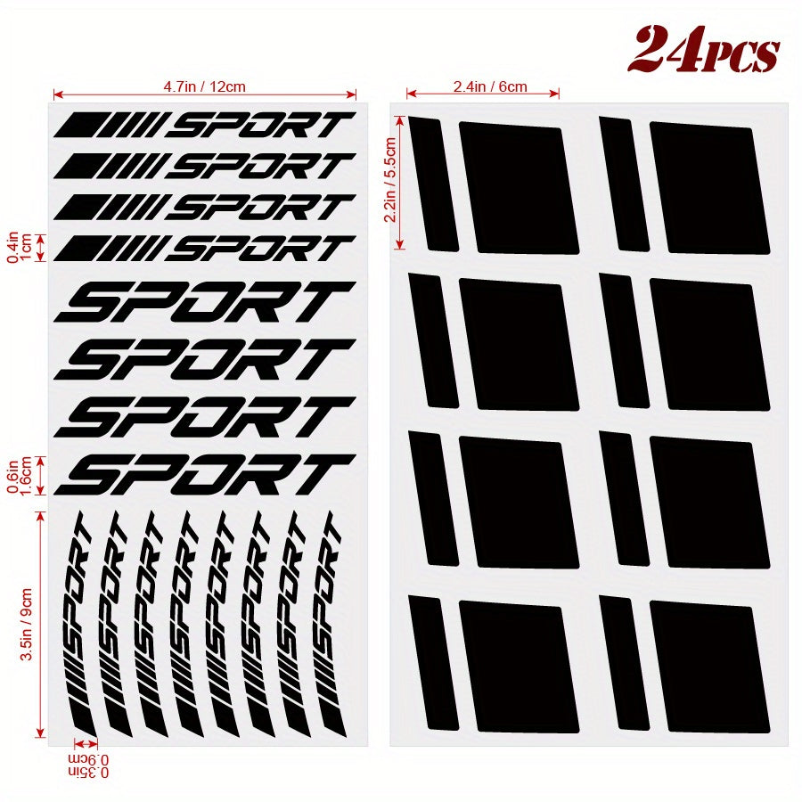 24-Piece Rim Decal Set Sport Stripe Sticker | Sticker Master