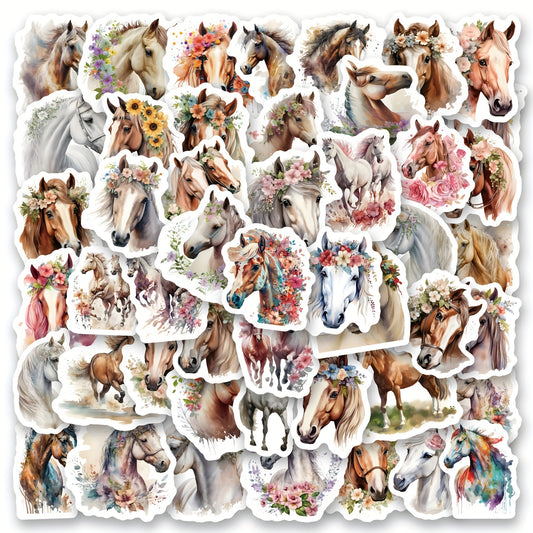 Premium 53'lü Çiçekli At Sticker Seti | Sticker Master