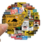 Sticker Master 60’lı Dinozor Uyarı Sticker Seti Laptop, Defter, Bavul ve Daha Fazlası İçin Renkli PVC Etiketler