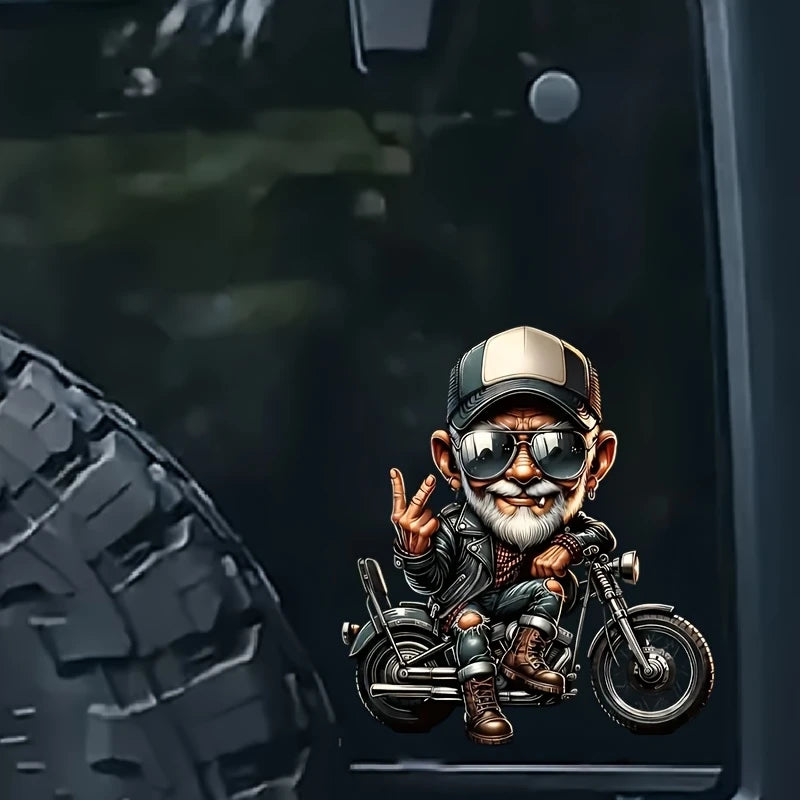 Sticker Master Vinyl Motosiklet Sürücüsü Decal - Motosiklet Stickeri için Şık Karikatür Yaşlı Adam, Parlak Bitiş, Kendinden Yapışkanlı Arabalar, Dizüstü Bilgisayarlar, Duvarlar, Pencereler ve Daha Fazlası İçin, Motosiklet Aksesuarları