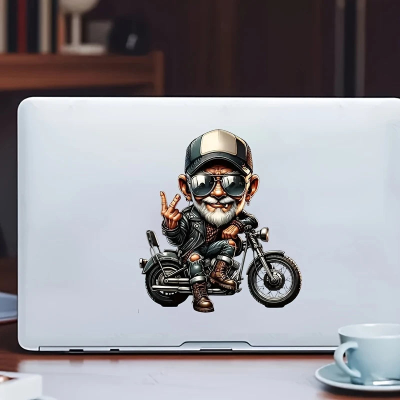 Motosiklet Sticker - Karikatür Yaşlı Adam | Premium Vinyl Decal