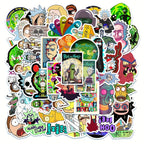 Sticker Master Rick and Morty Boyutlararası Sticker Seti (50 Adet) | Su Geçirmez Çizgi Dizi Çıkartmaları