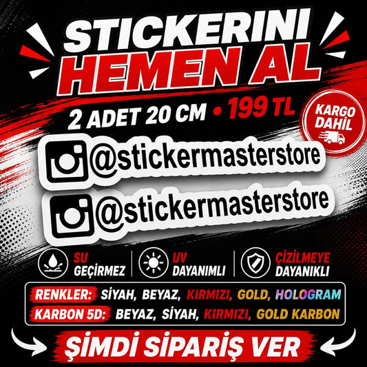 Kişiye Özel Instagram Sticker | Sosyal Medya Araç Çıkartması (2 Adet) | Sticker Master