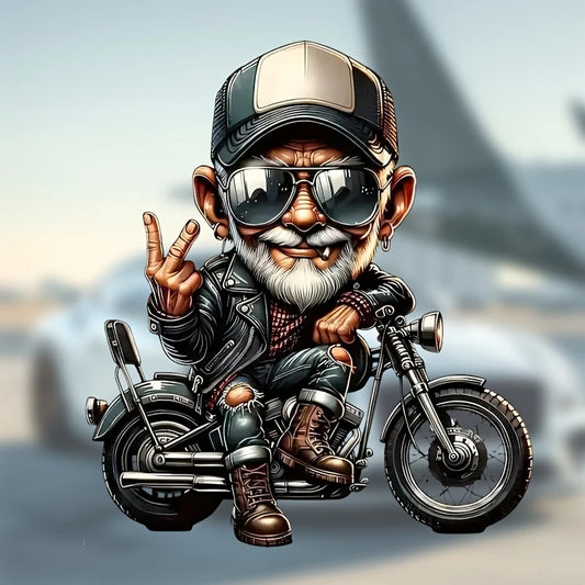 Sticker Master Vinyl Motosiklet Sürücüsü Decal - Motosiklet Stickeri için Şık Karikatür Yaşlı Adam, Parlak Bitiş, Kendinden Yapışkanlı Arabalar, Dizüstü Bilgisayarlar, Duvarlar, Pencereler ve Daha Fazlası İçin, Motosiklet Aksesuarları