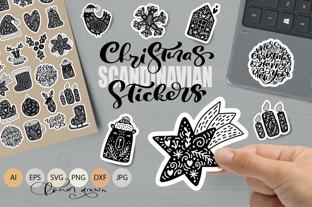 Sticker Master 30 Adet Yılbaşı Christmas JDM Araba Stickers Motor Bisiklet Laptop Sticker Etiket Çıkartma Siyah