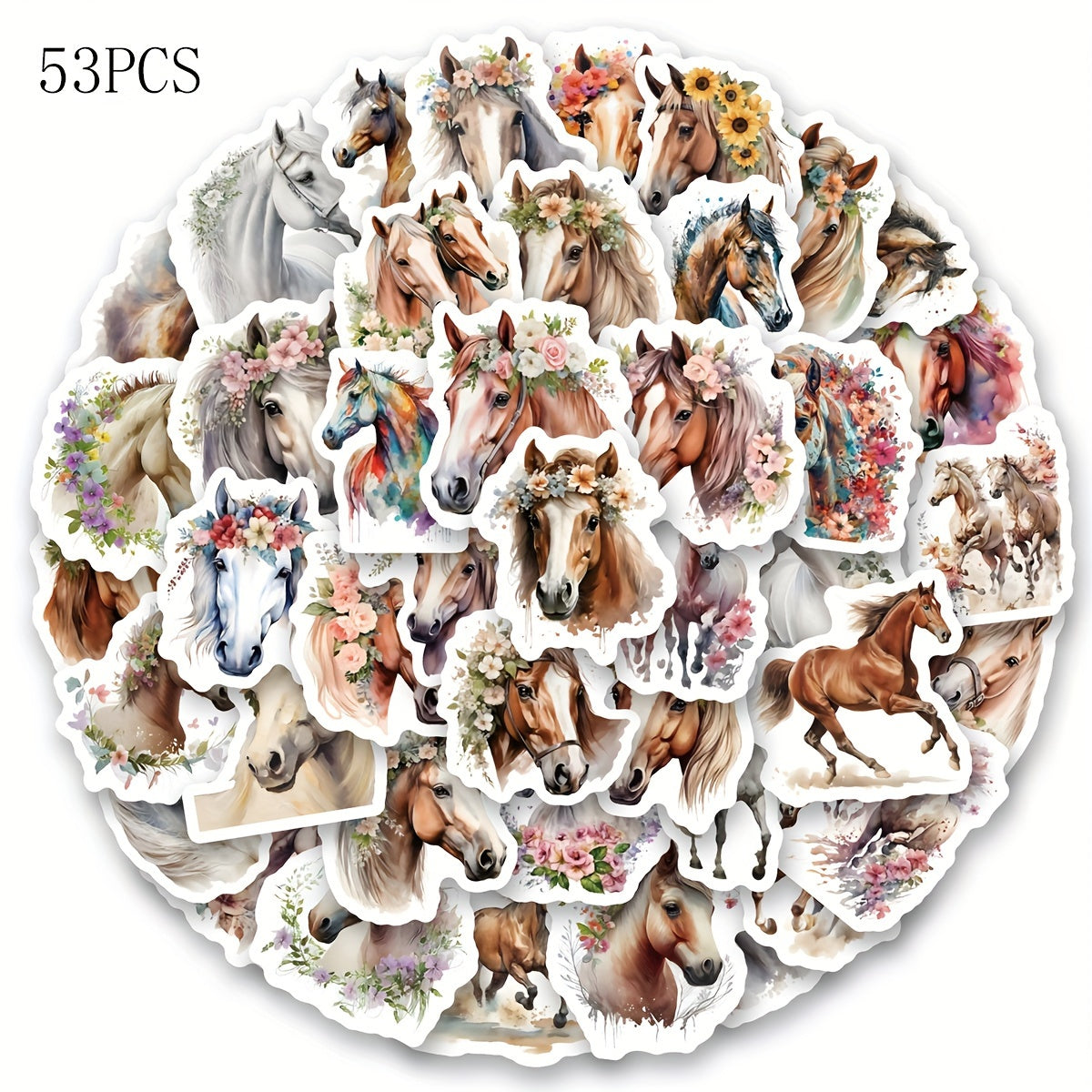 Premium 53'lü Çiçekli At Sticker Seti | Sticker Master