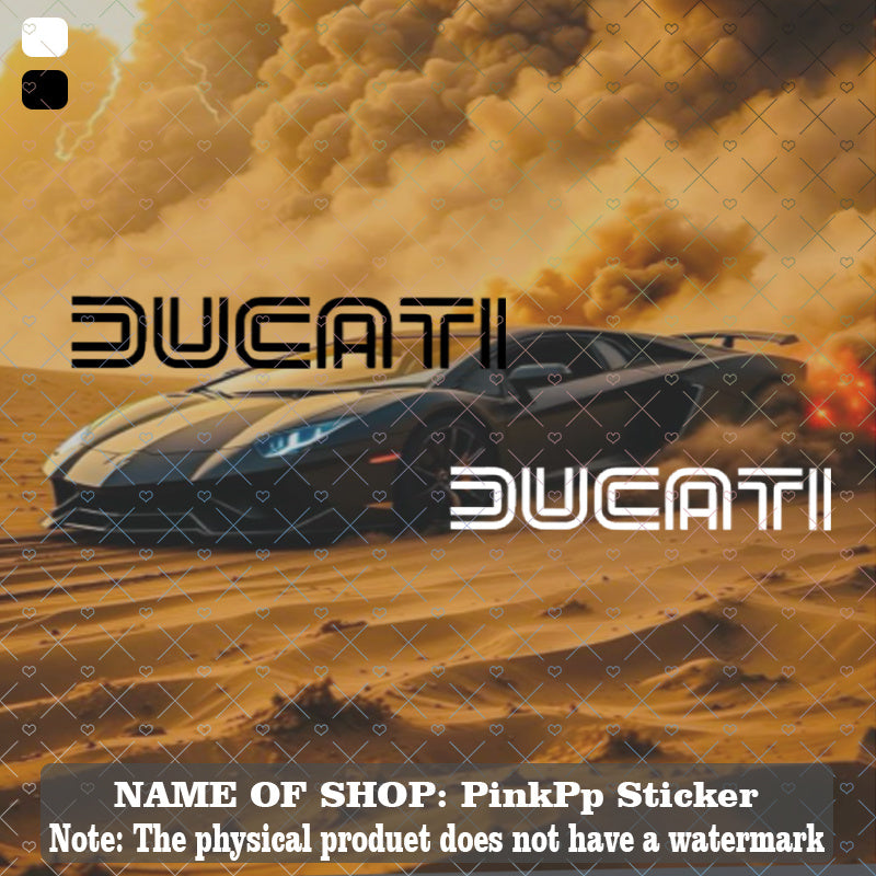 Ducati Şeffaf Siyah Beyaz Logo Sticker 2’li Set Vinil | Sticker Master