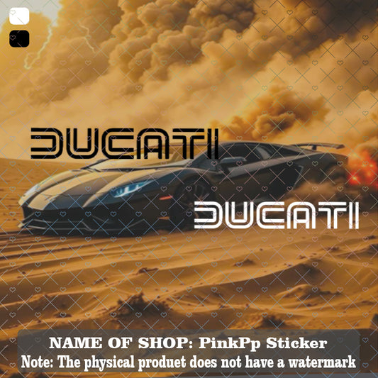 Ducati Şeffaf Siyah Beyaz Logo Sticker 2’li Set Vinil | Sticker Master