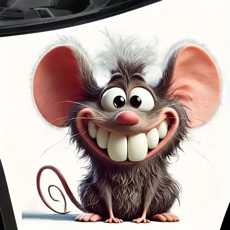Sticker Master Karikatür Fare Sticker - 6 inç - 15 Cm | Laptop, Araç, Cam, Kupa ve Yüzeyler İçin