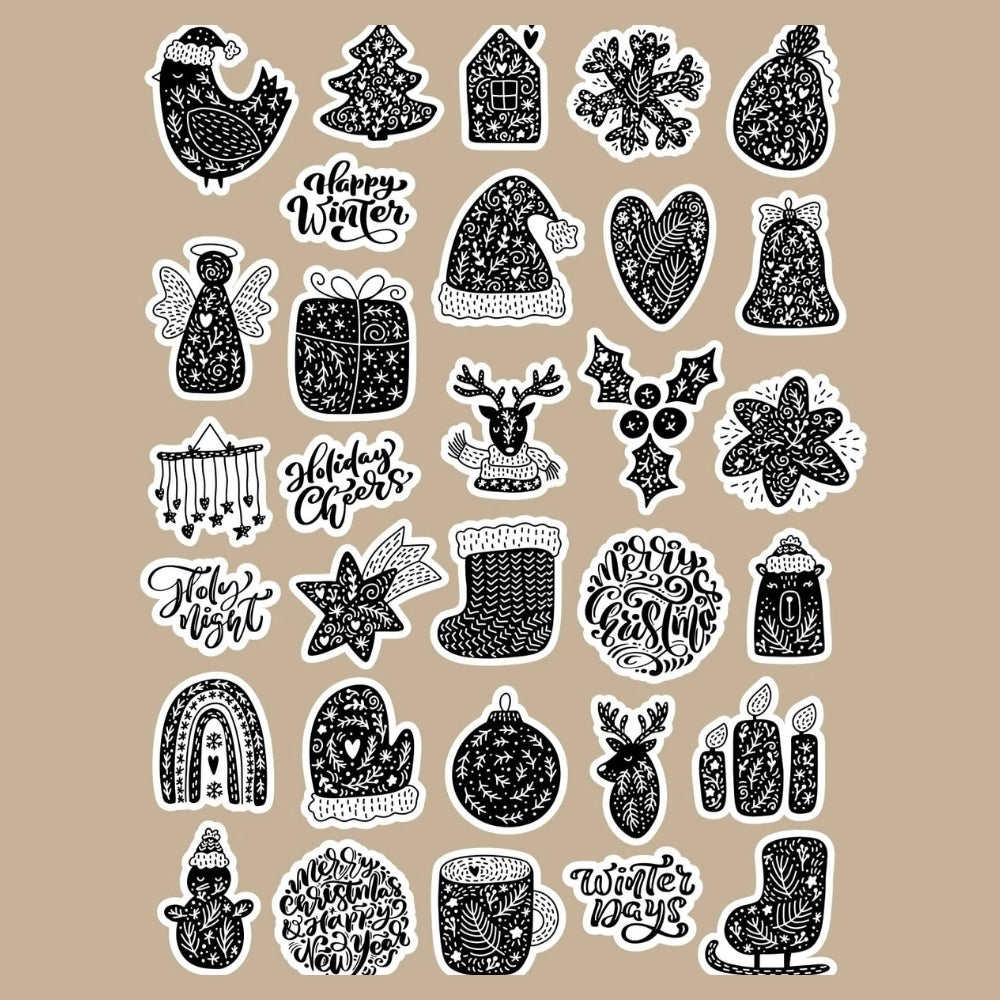 Sticker Master 30 Adet Yılbaşı Christmas JDM Araba Stickers Motor Bisiklet Laptop Sticker Etiket Çıkartma