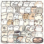 Sticker Master 50’li Kawaii Kedi & Kahve Sticker Seti Planlayıcılar, Laptoplar, Su Şişeleri ve DIY Defterler İçin Sevimli Çıkartmalar