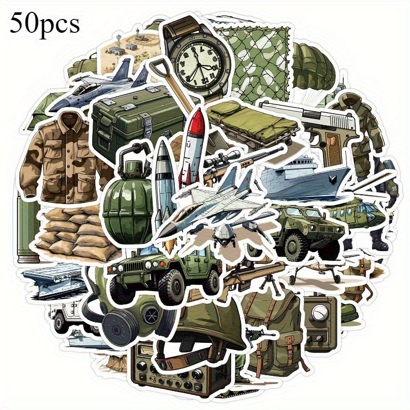 50 Adet Askeri Sticker Seti Zeytin Yeşili & Siyah | Sticker Master