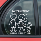 Sticker Master Family Aile Araba Sticker – 4 Kişilik Vinil Çıkartma (Baba, Anne, Çocuklar) - 15 Cm
