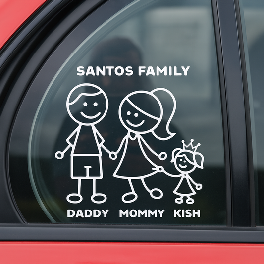 Sticker Master Family Aile Araba Sticker – 4 Kişilik Vinil Çıkartma (Baba, Anne, Çocuklar) - 15 Cm