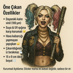 Sticker Master Asi Kız Araç Harley Q. Luxury Kapı Direk Kaplama – 2 Adet 50 × 25 cm (19.7" × 9.8") | Dijital Baskı Vinil Folyo Sticker | Universal Otomobil Kapı Sütunu Wrap
