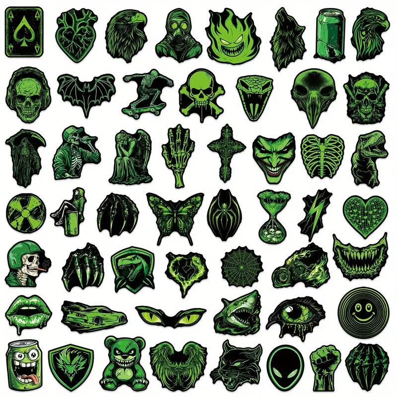 Sticker Master 50 Adet Kafatası Ayı -Canavar Graffiti Sticker Seti – Su Geçirmez Çıkartma Paketi Laptop, Telefon, Kask, Bavul ve Kaykay İçin