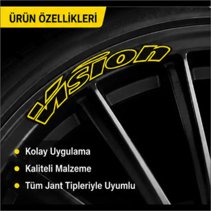 Vision Uyumlu Bisiklet Jant Sticker Seti | Premium Çıkartma