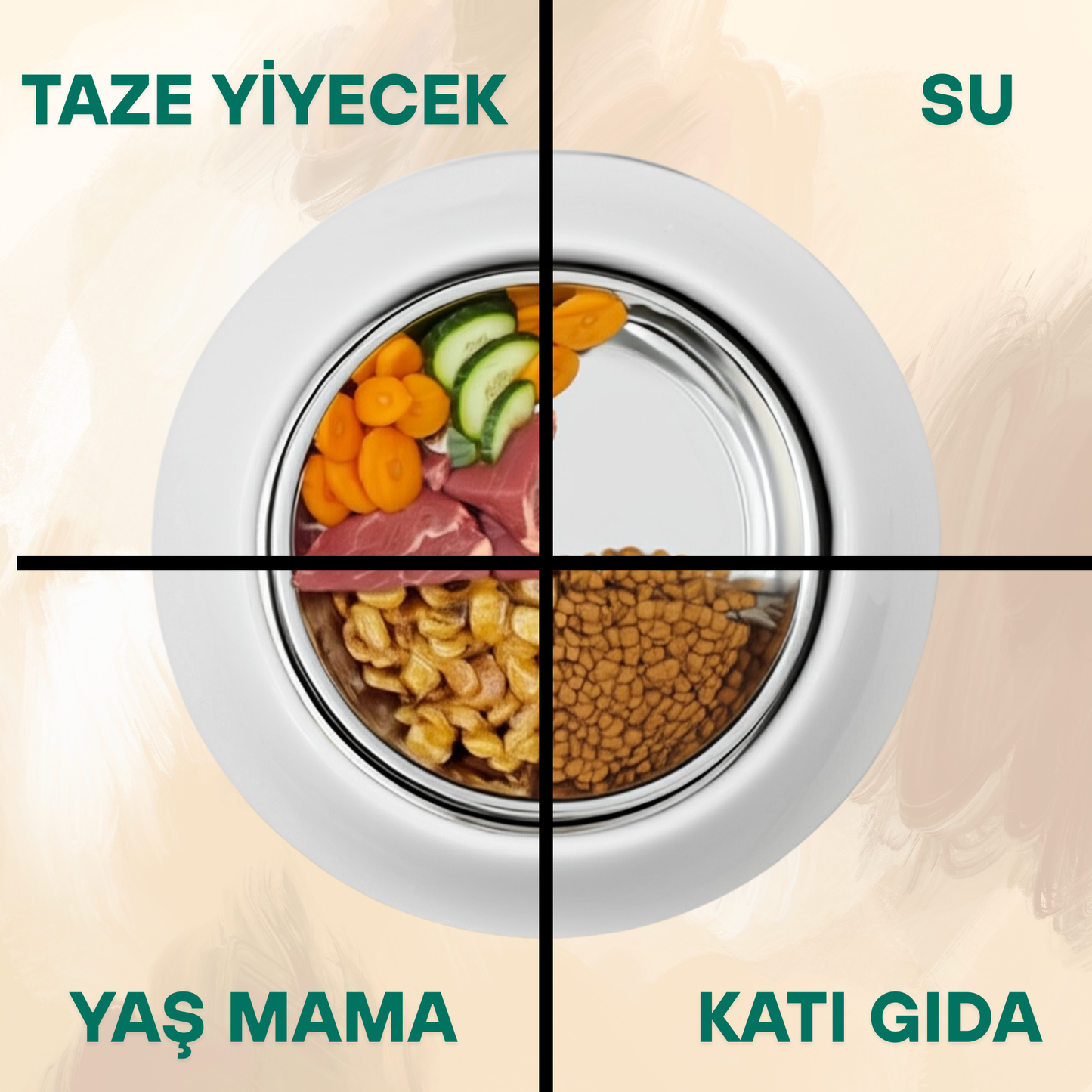 Sticker Master Beton Kedi ve Köpek Mama Kabı – Şık ve Dayanıklı Tasarım